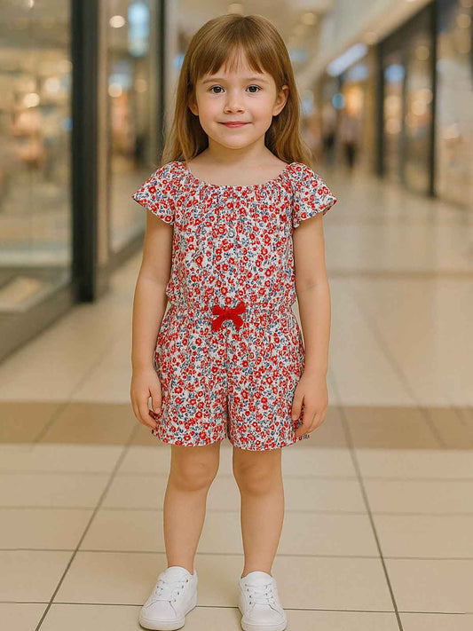 Girls Printed Dungaree