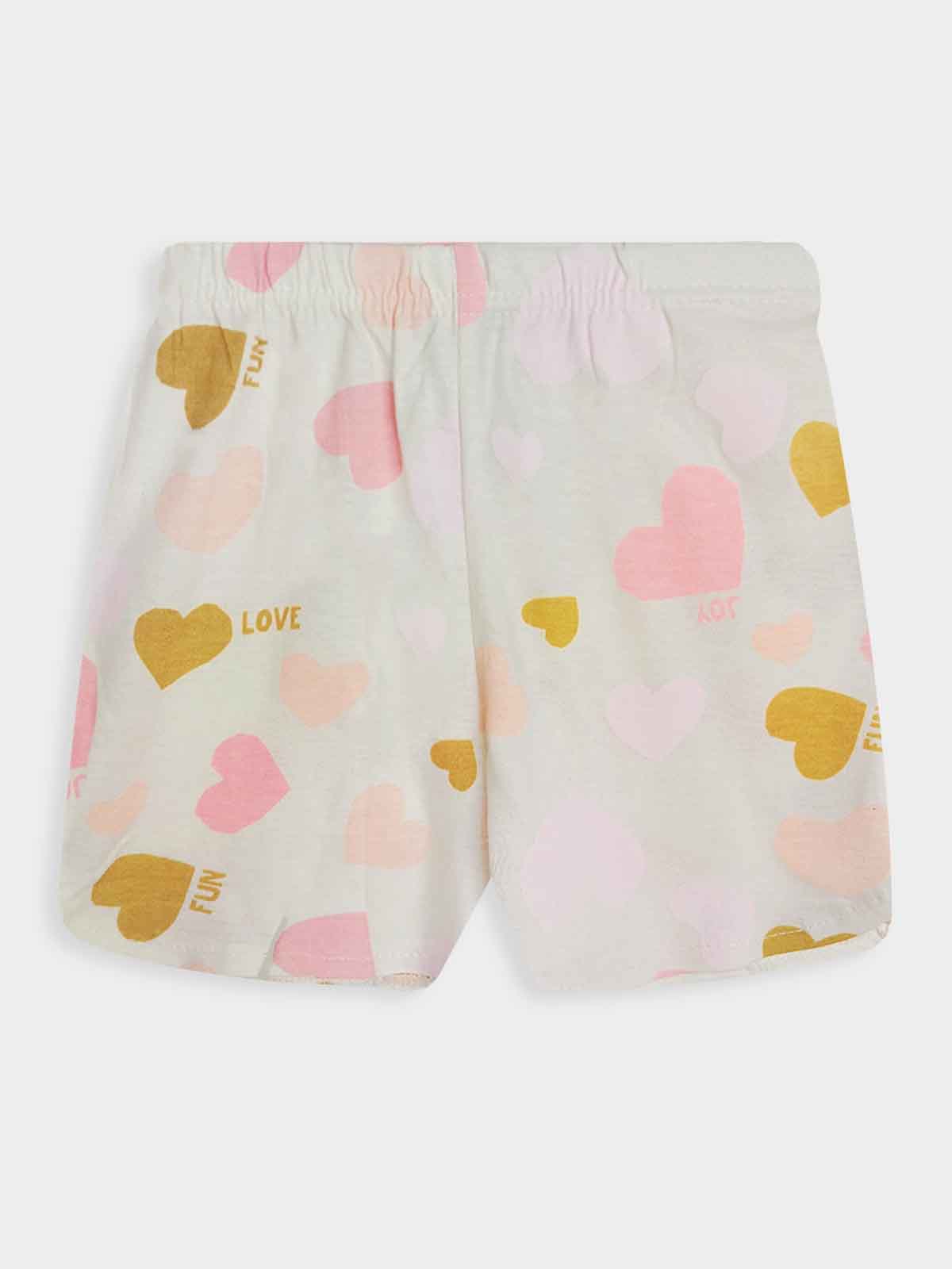 Girls Printed Pink Shorty Set