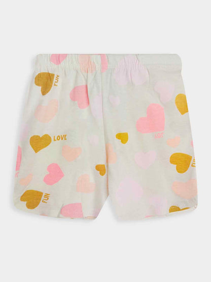Girls Printed Pink Shorty Set