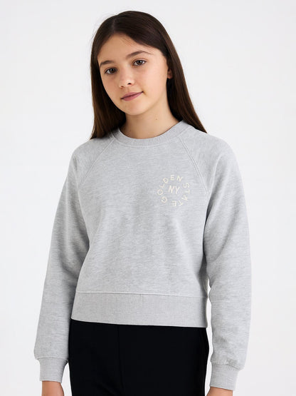Girls Grey Pullover Fleece Sweartshirt