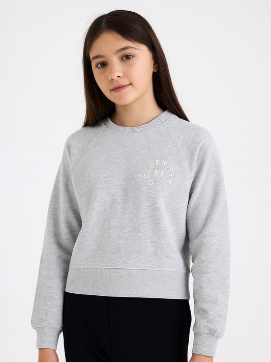 Girls Grey Pullover Fleece Sweartshirt