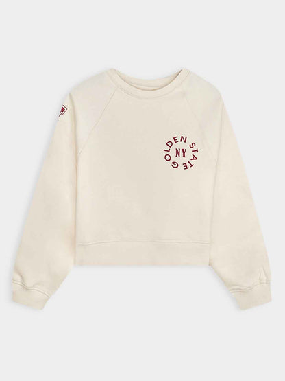 Girls Offwhite Pullover Fleece Sweartshirt
