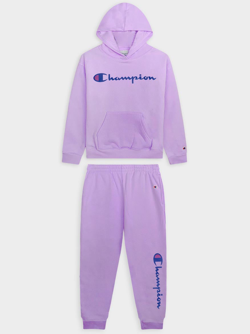 Girls Fleece Hooded Lilac Jogging Set