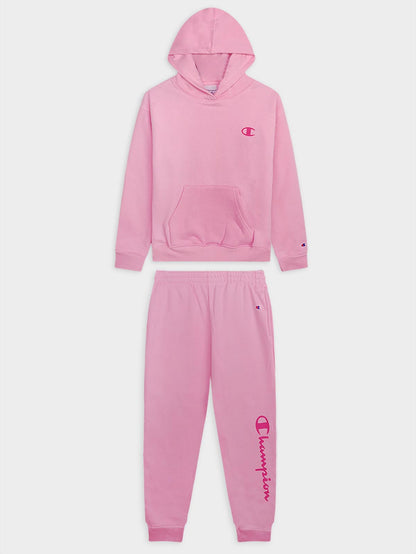 Girls Fleece Hooded Pink Jogging Set