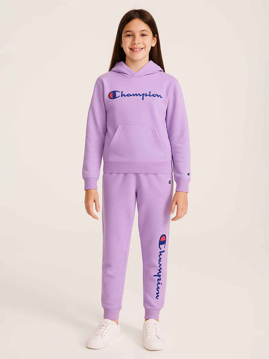 Older Girls Hooded Pullover Lilac Jogging Set