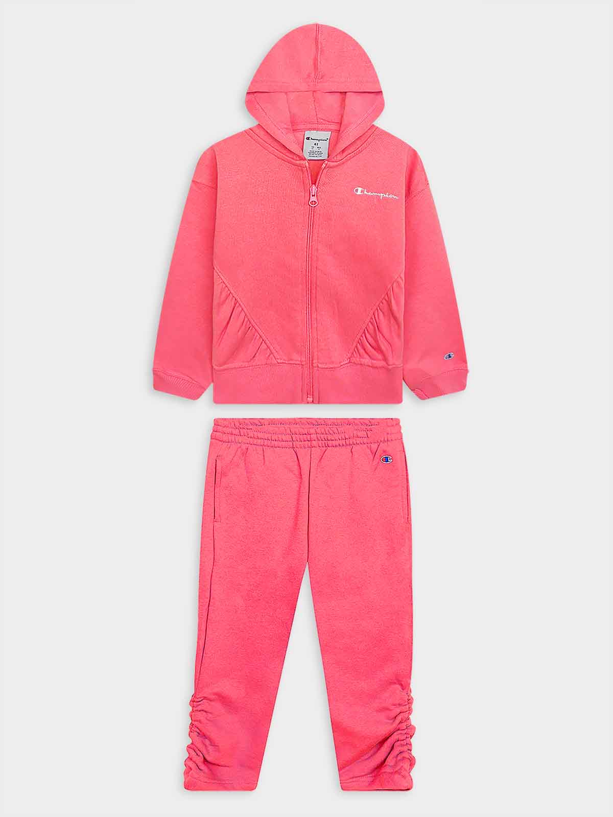Girls Fullzipper Hooded Coral Jogging Set