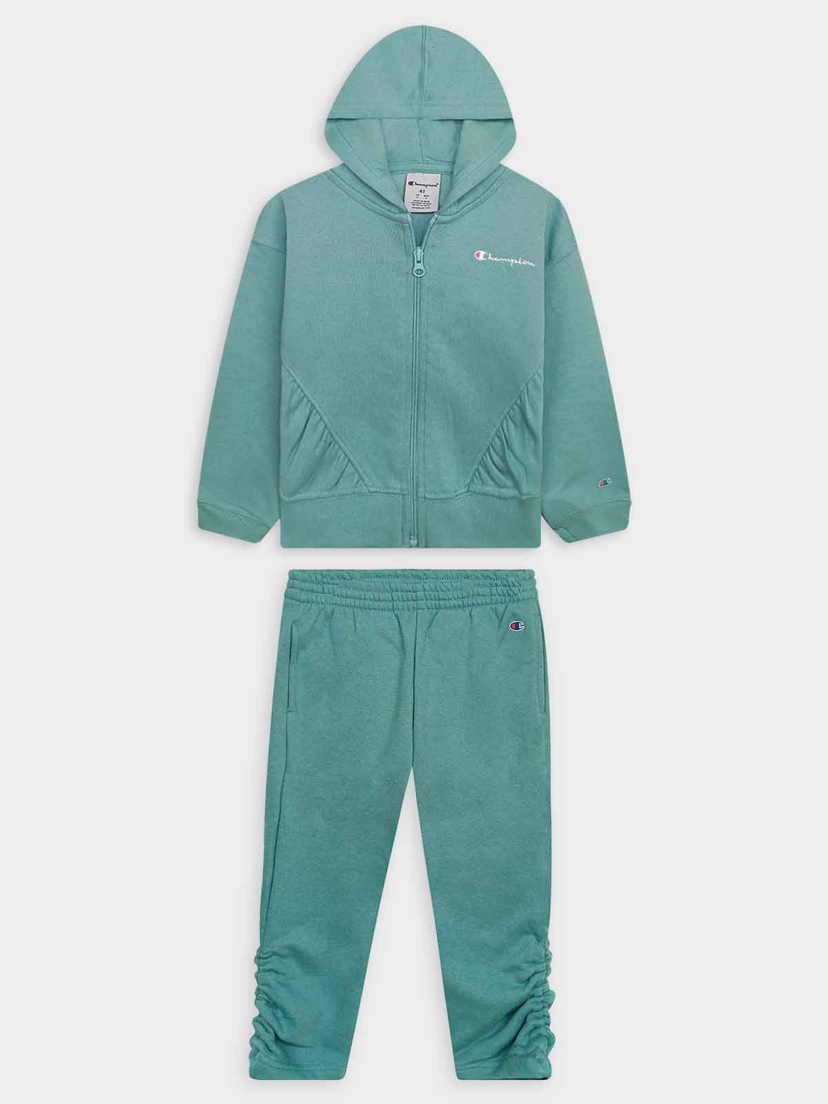 Girls Fullzipper Hooded Green Jogging Set