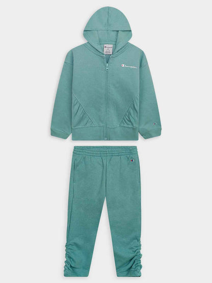 Girls Fullzipper Hooded Green Jogging Set