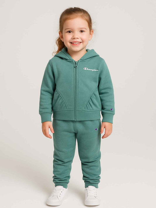 Girls Fullzipper Hooded Green Jogging Set