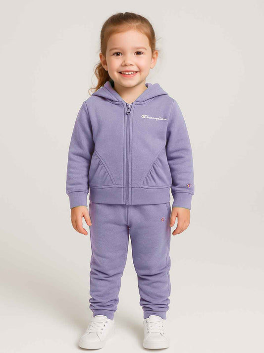 Girls Fullzipper Hooded Lilac Jogging Set