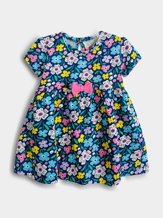 Girls Navy Flower AOP Dress