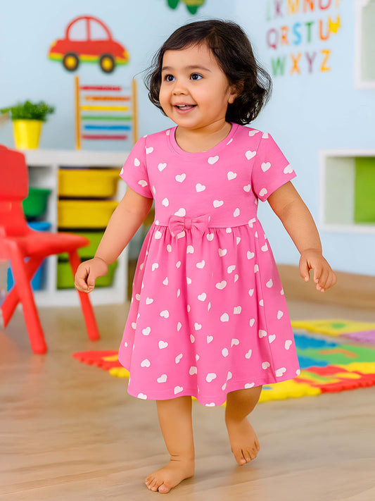 Girls Pink AOP Dress