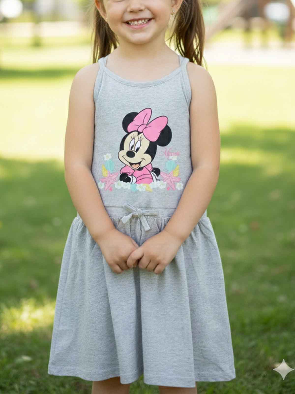Girls Printed Grey Strappy Dress