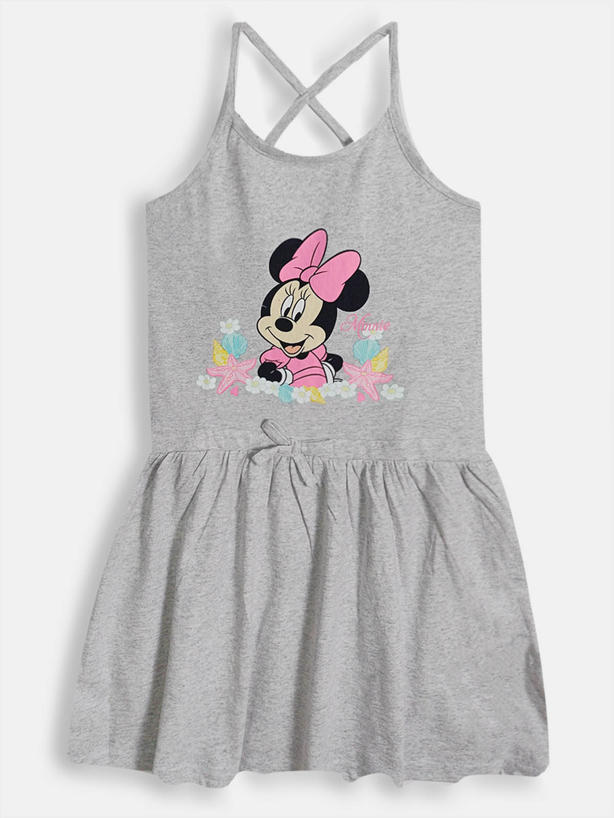 Girls Printed Grey Strappy Dress