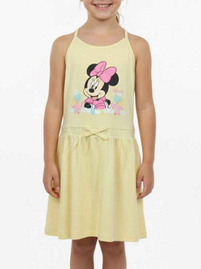 Girls Printed Yellow Strappy Dress