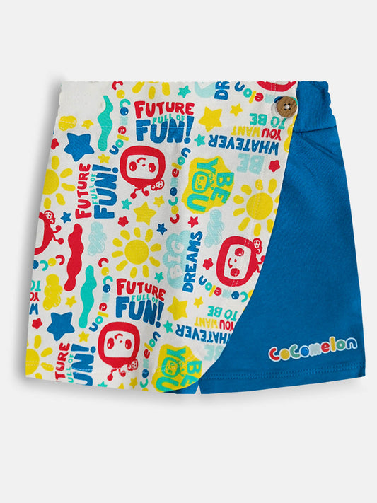 Girls Printed Overlay Knit Shorts