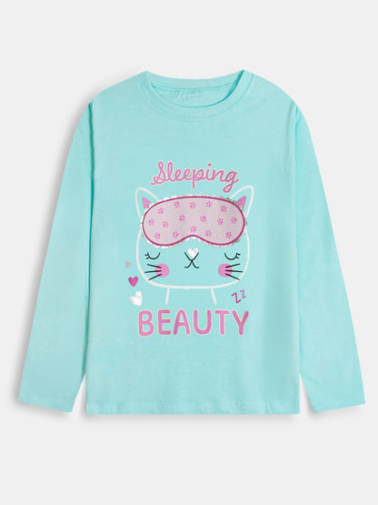 Girls Printed Pyjama Set | Kids Wholesale Nightwear | G22163C