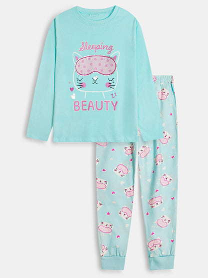 Girls Printed Pyjama Set | Kids Wholesale Nightwear | G22163C