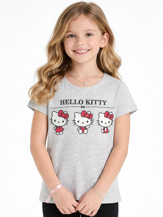 Girls Printed Grey T-Shirt