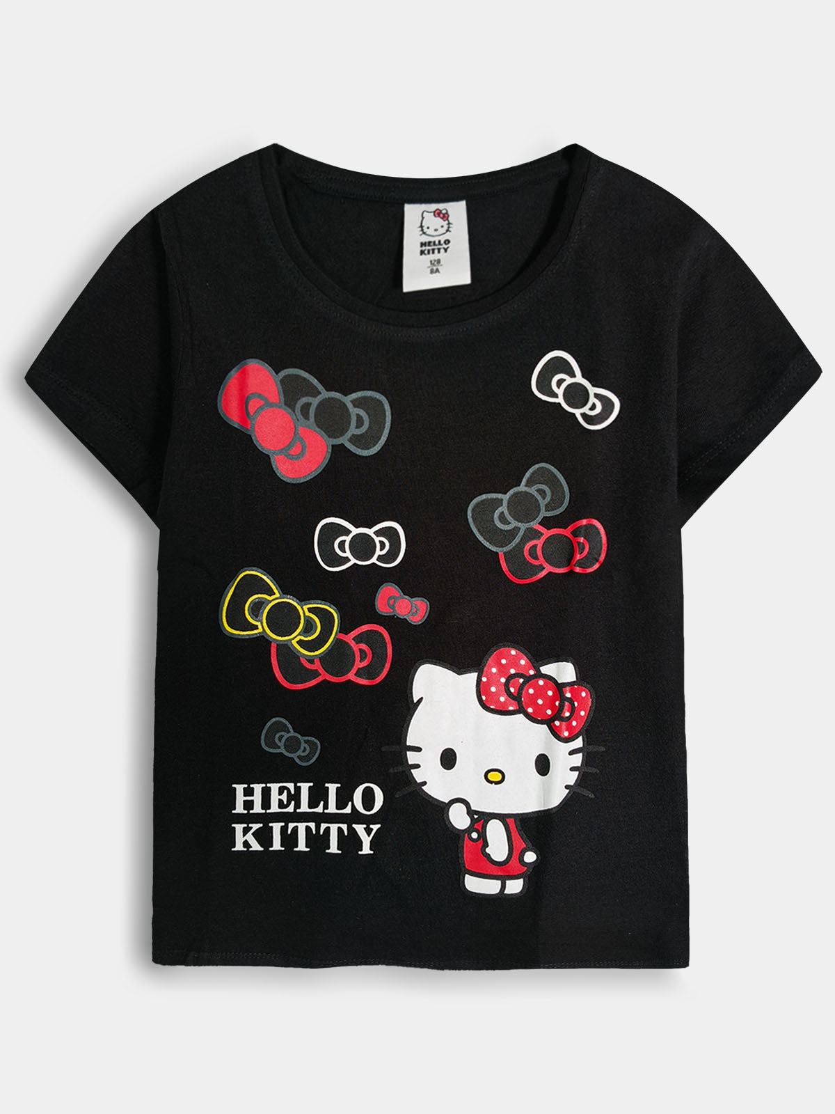 Girls Printed Black T-Shirt