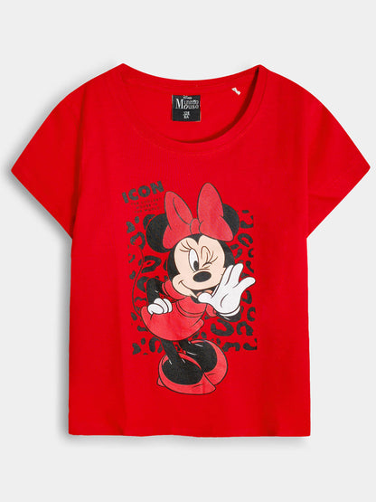 Girls Printed Red T-Shirt