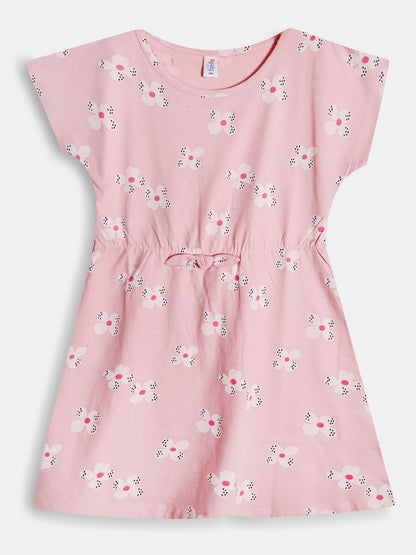 Girls Magyar Sleeve Pink AOP Dress