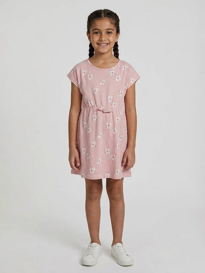 Girls Magyar Sleeve Pink AOP Dress