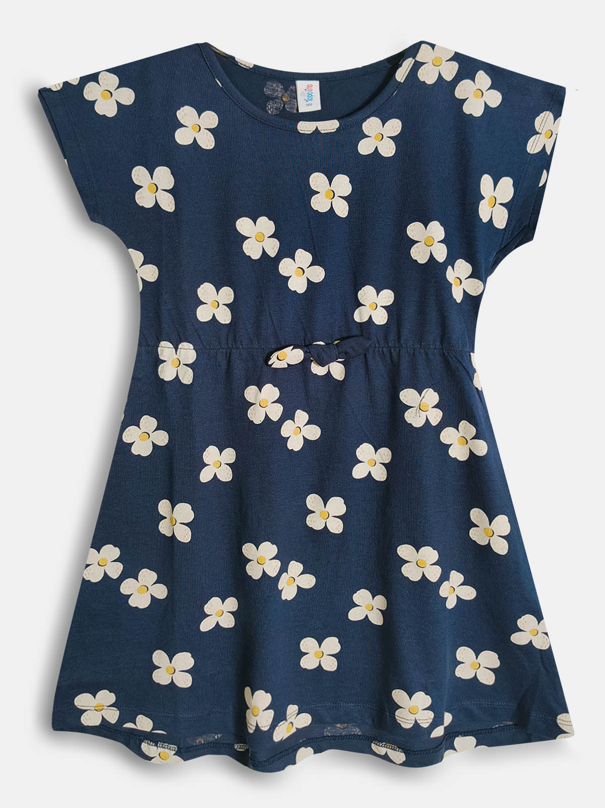 Girls Magyar Sleeve Navy AOP Dress