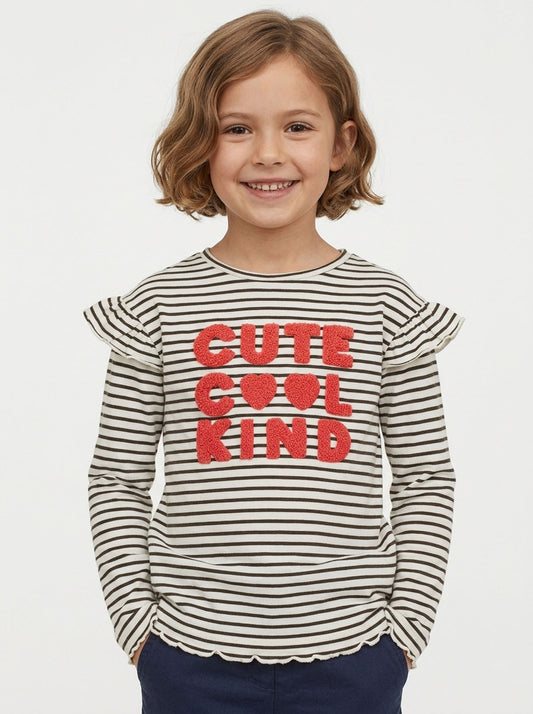 Girls Striped & Applique Top