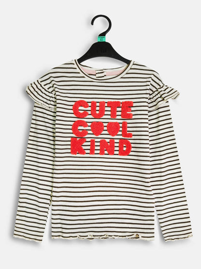 Girls Striped & Applique Top