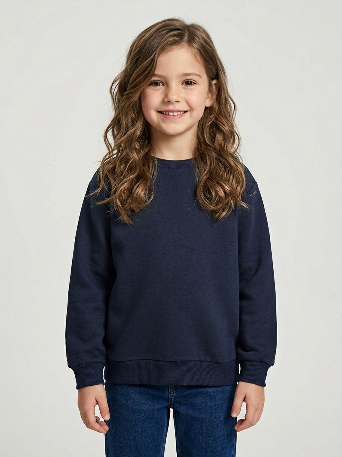 Girls Brushed Navy Pullover
