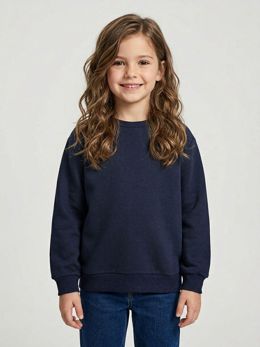 Girls Brushed Navy Pullover