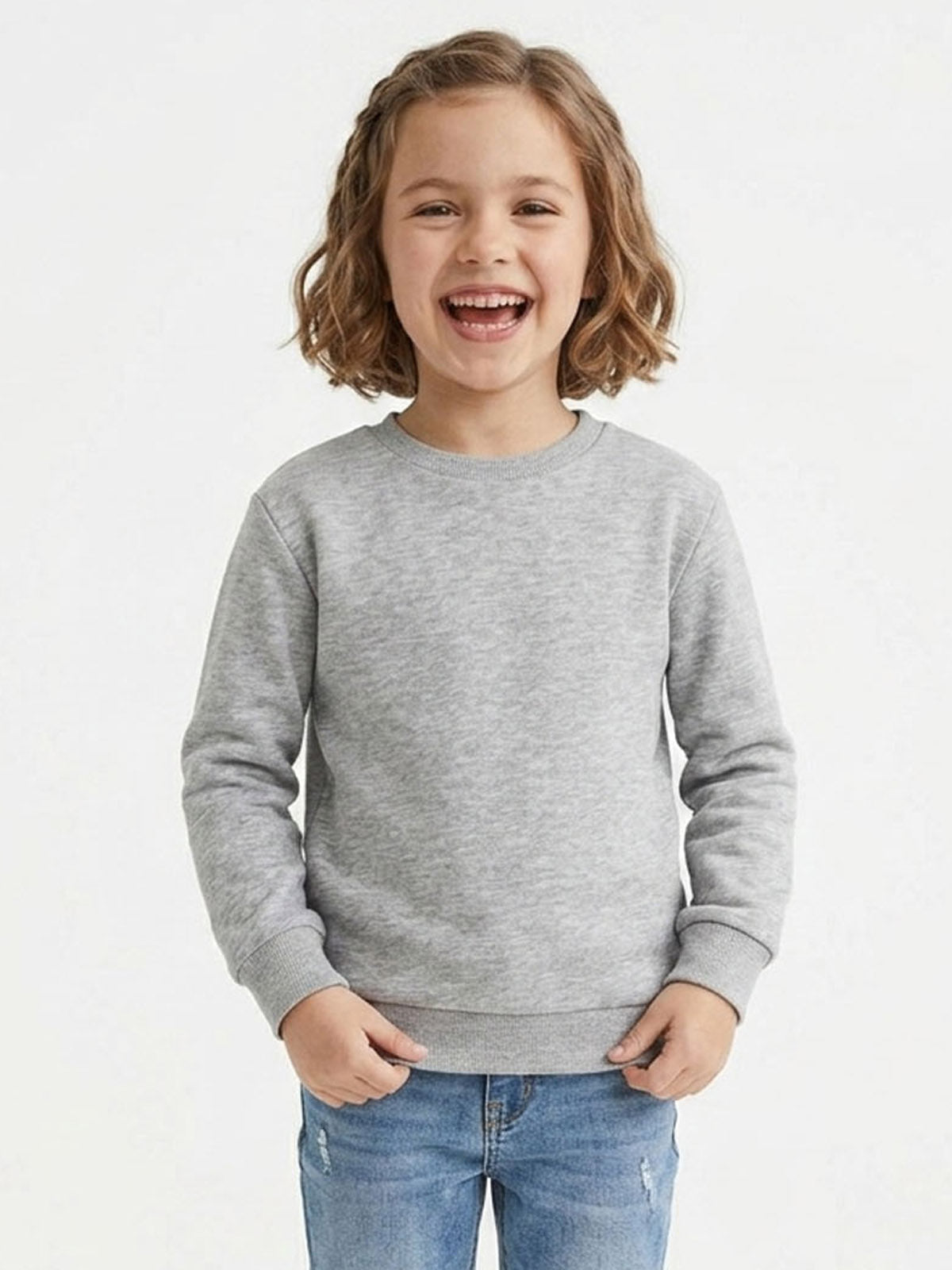 Girls Brushed Grey Pullover