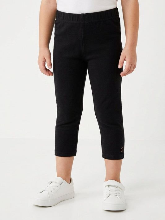 Girls Stretch Knit Black Capri