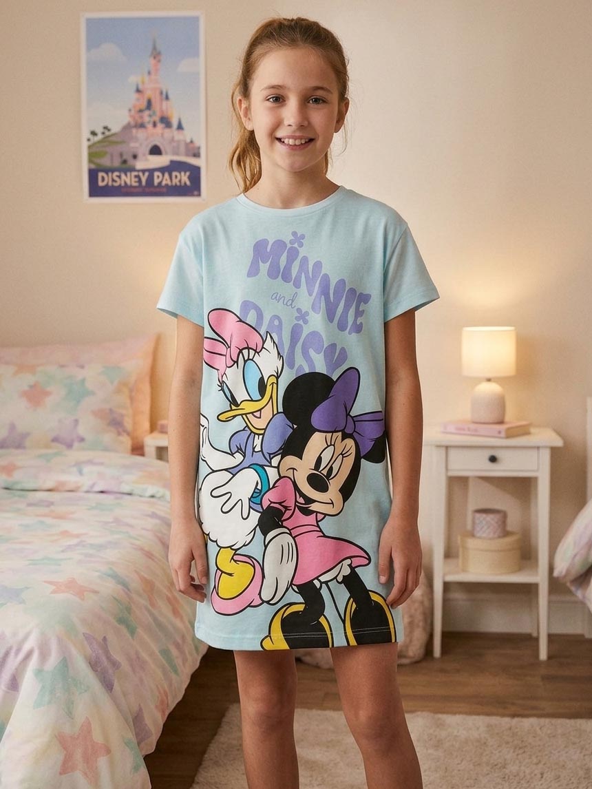 Girls Printed Polyester Blue Nighshirt