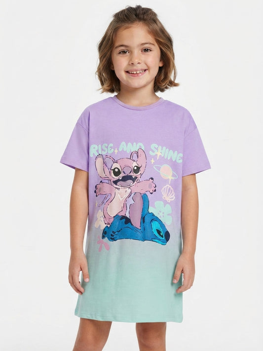 Girls Printed Polyester Lilac Nighshirt