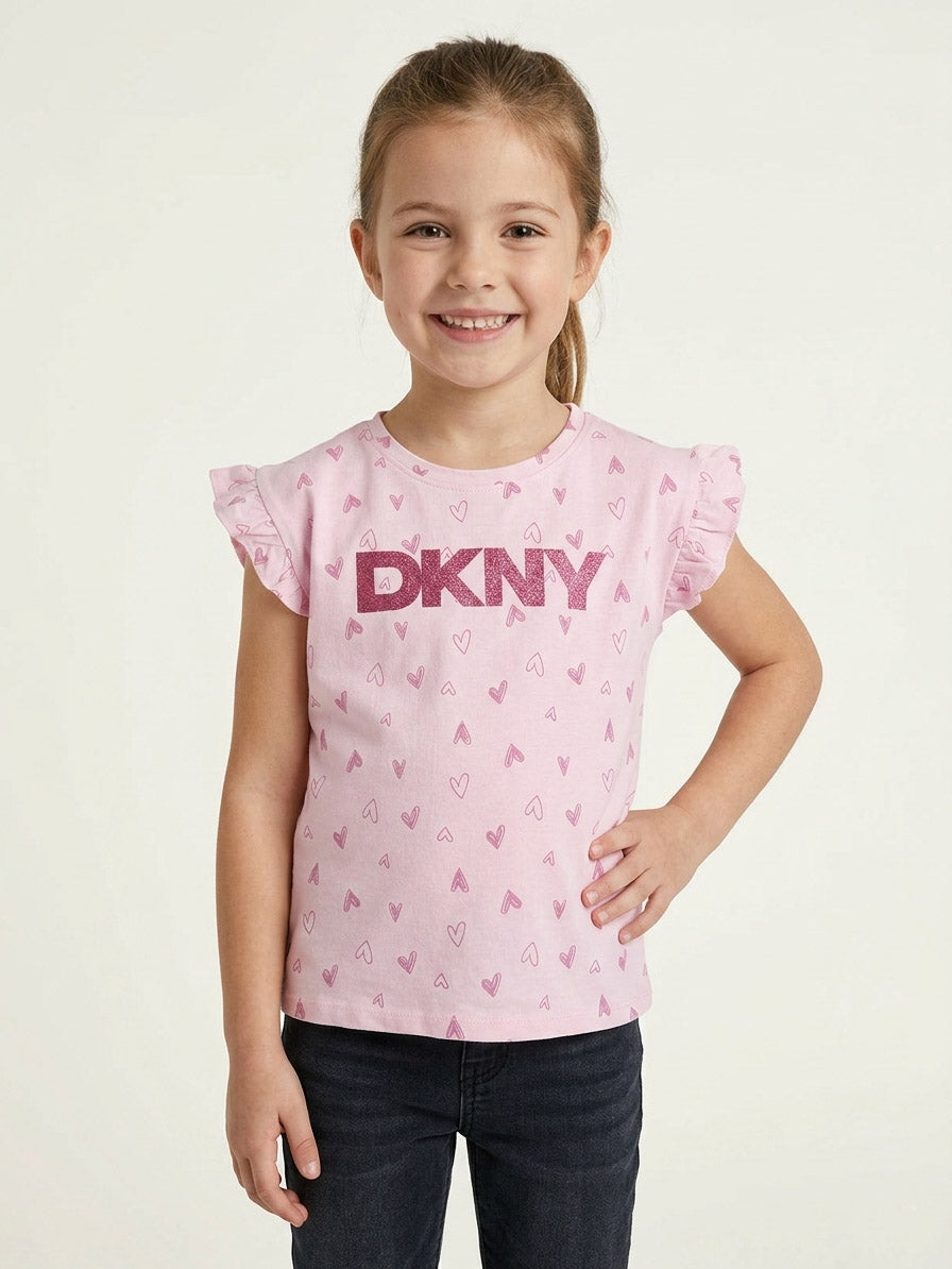 Girls Cap Sleeve Printed Top