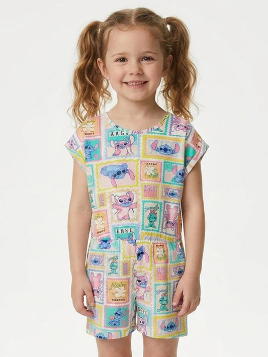 Girls Printed Dungaree