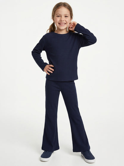 Girls Ribbed Co Ord Navy Sets