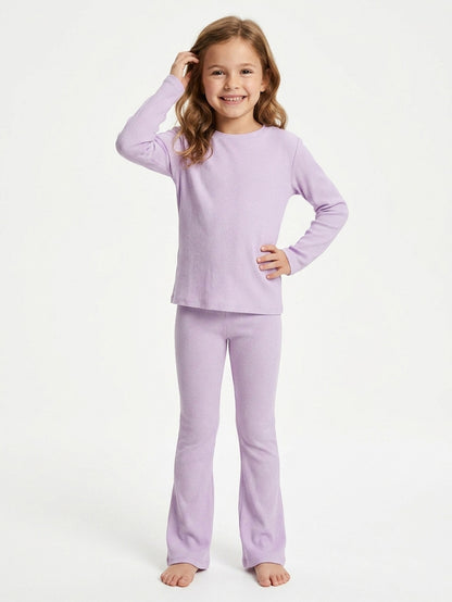 Girls Ribbed Co Ord Lilac Sets