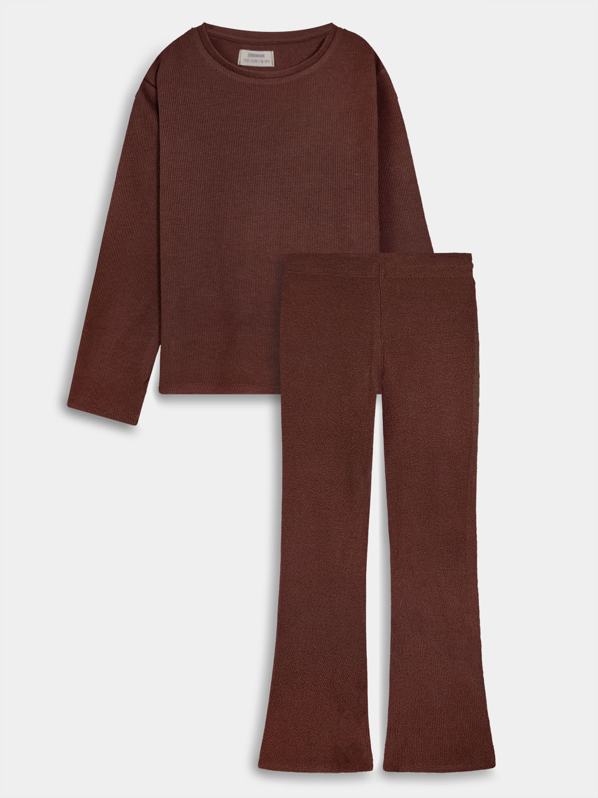 Girls Ribbed Co Ord Brown Sets