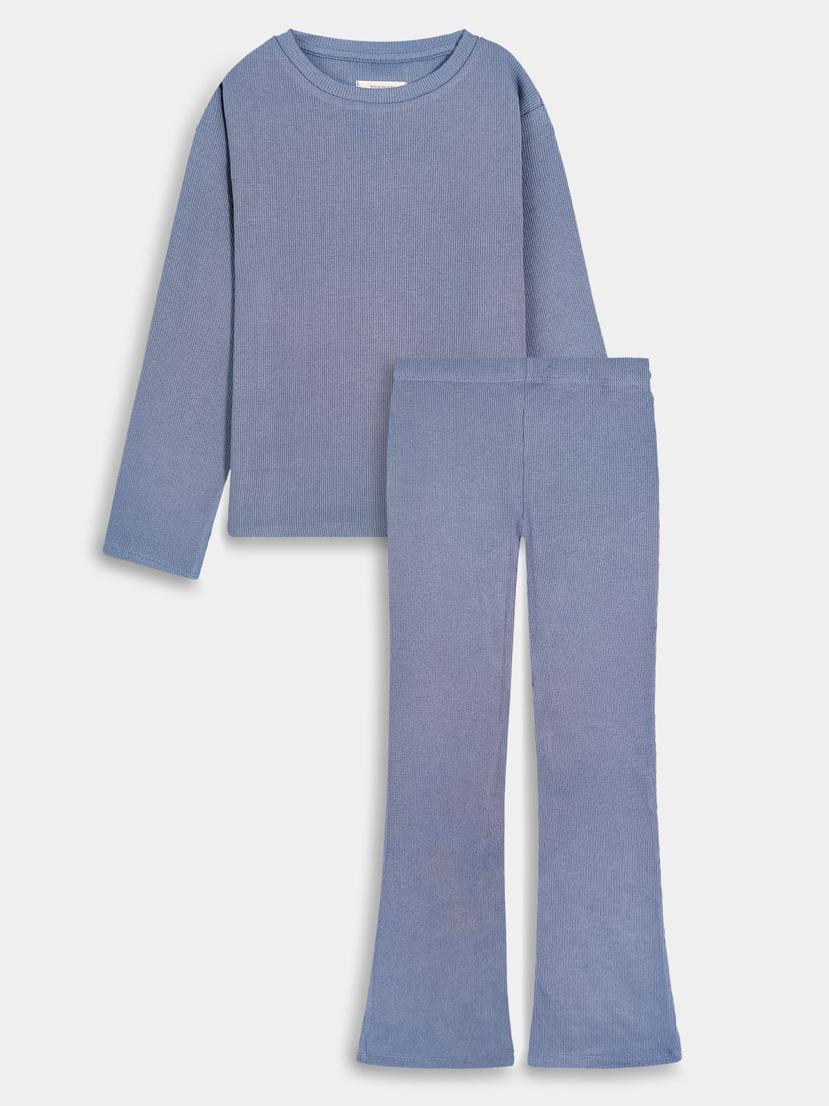 Girls Ribbed Co Ord Blue Sets