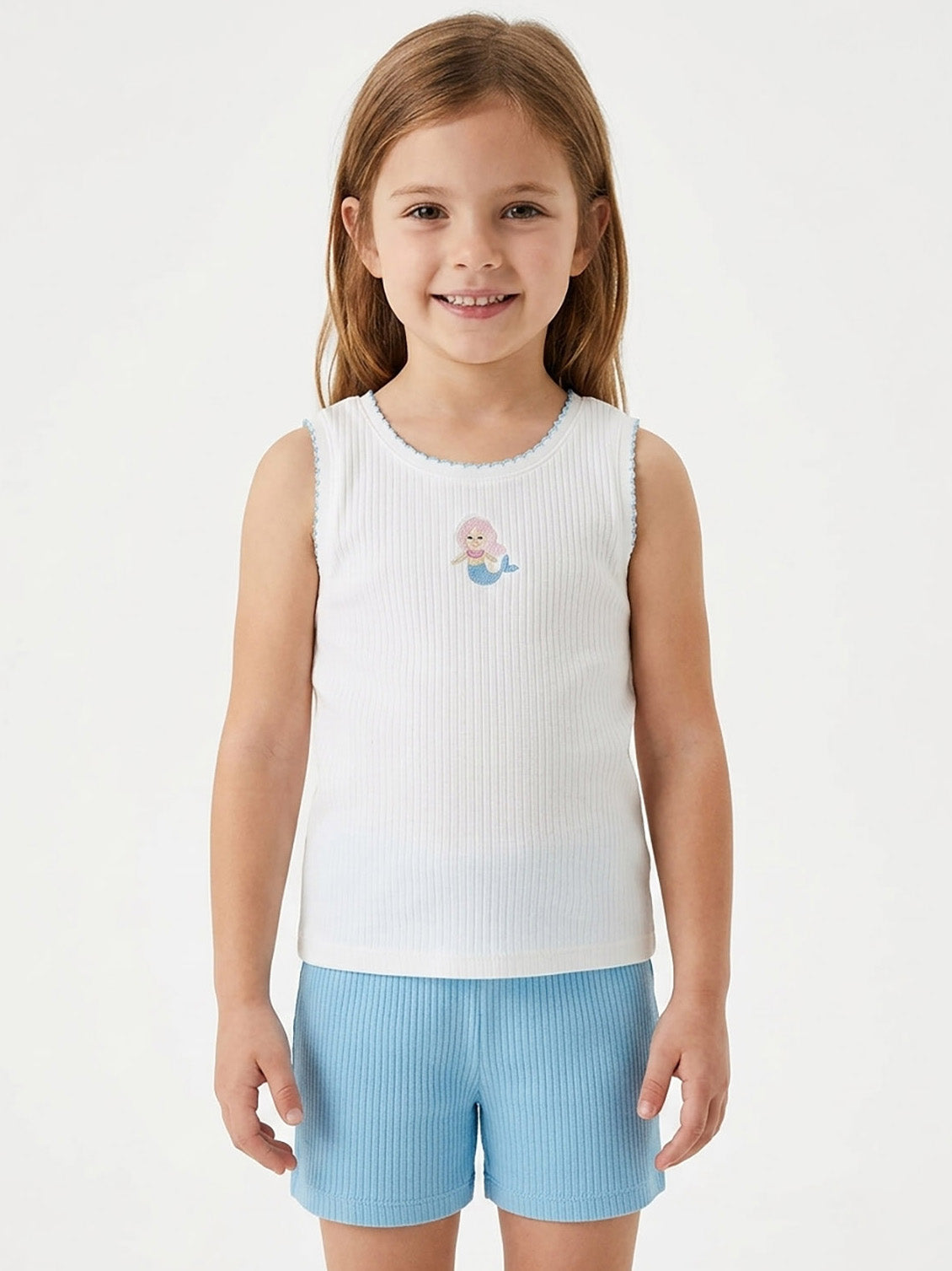 Girls Drop Needle Shorty Set