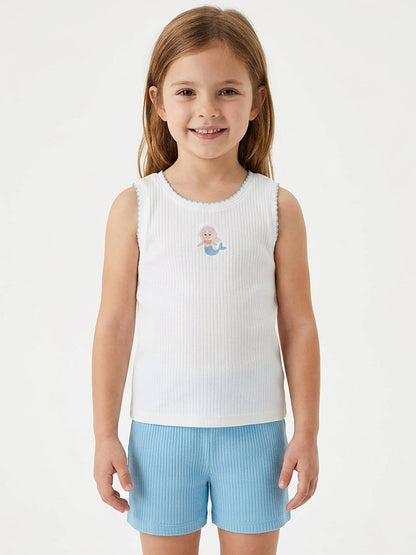 Girls Drop Needle Shorty Set