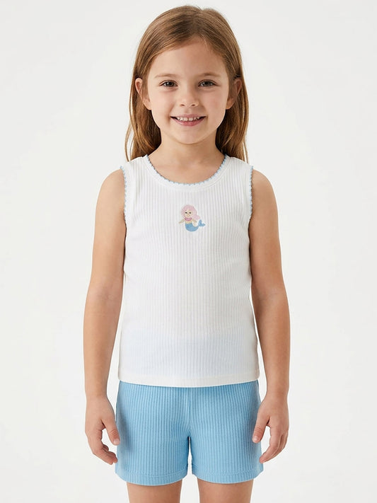 Girls Drop Needle Shorty Set