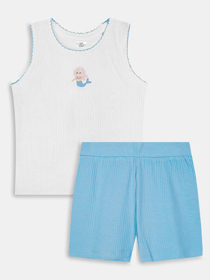 Girls Drop Needle Shorty Set