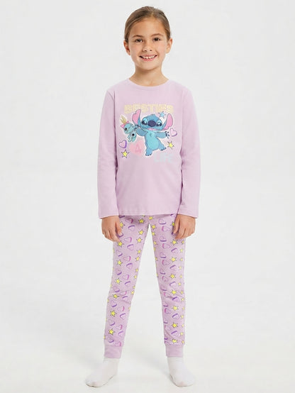 Girls Printed Lilac Pyjama Set