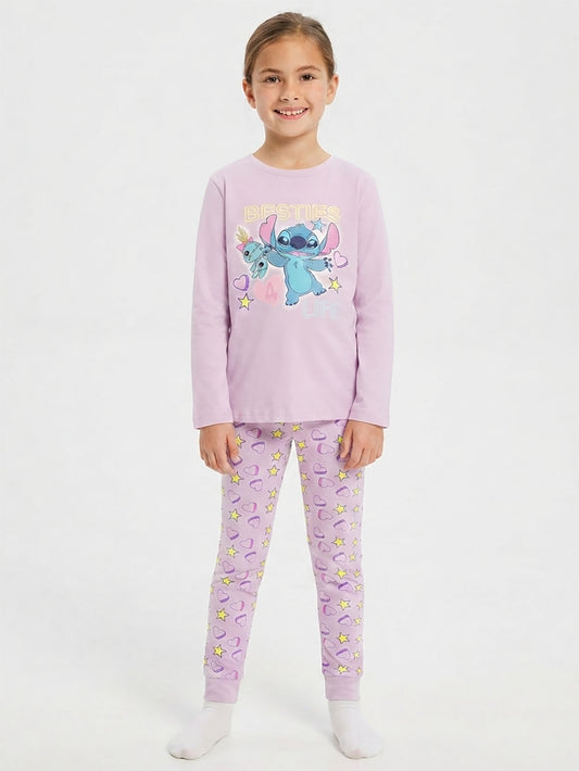 Girls Printed Lilac Pyjama Set