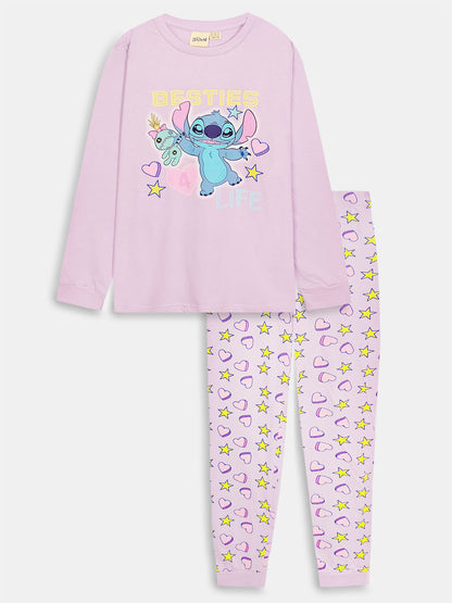Girls Printed Lilac Pyjama Set