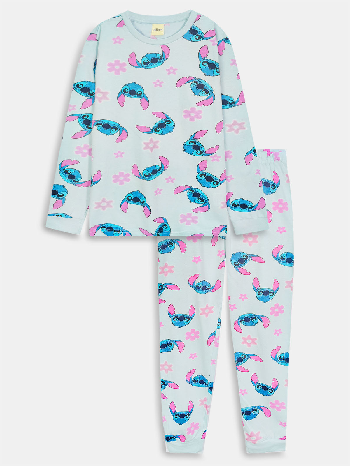 Girls Printed Blue Pyjama Set